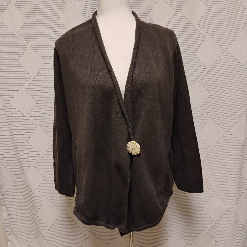 Linnea Elegant Brown Cardigan with Button Detail Women's Size Large